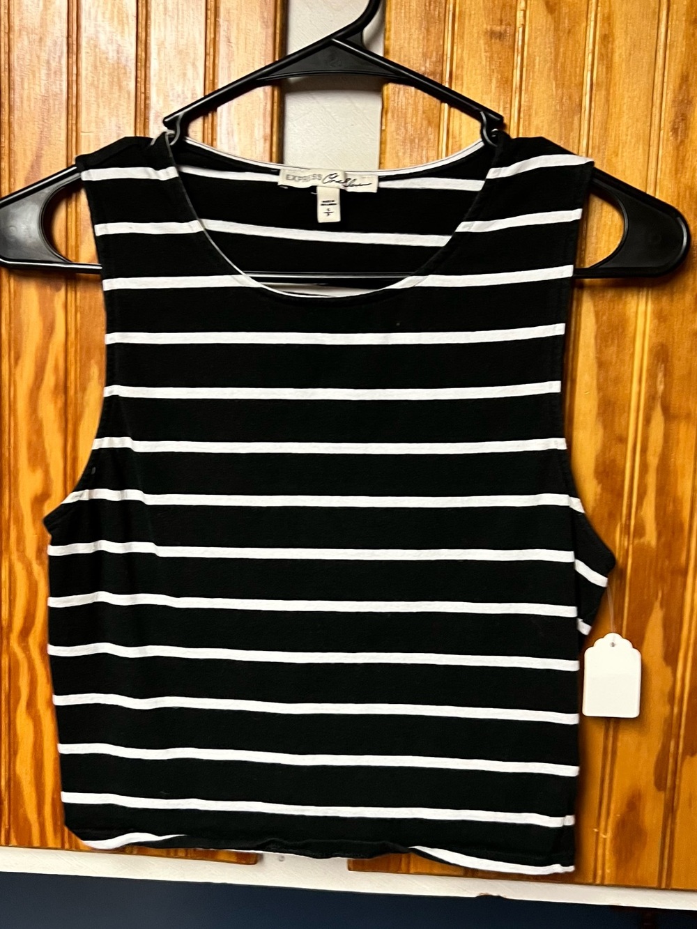 Express Striped Sleeveless Crop Top - Black & White size S